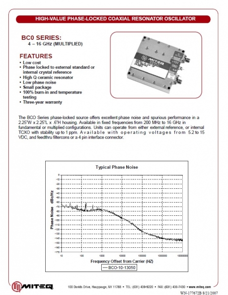 锁相同轴谐振器振荡器4-16GHz
